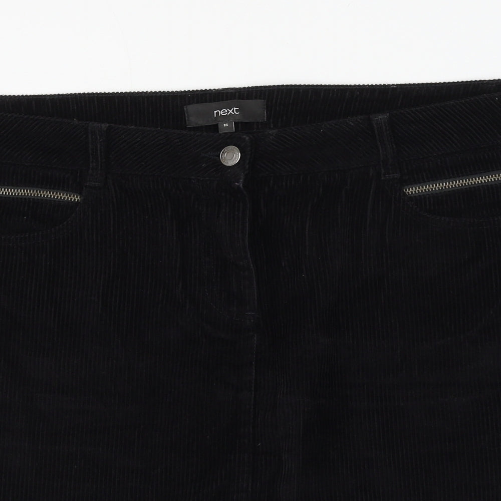 NEXT Womens Black Cotton A-Line Skirt Size 8 Zip