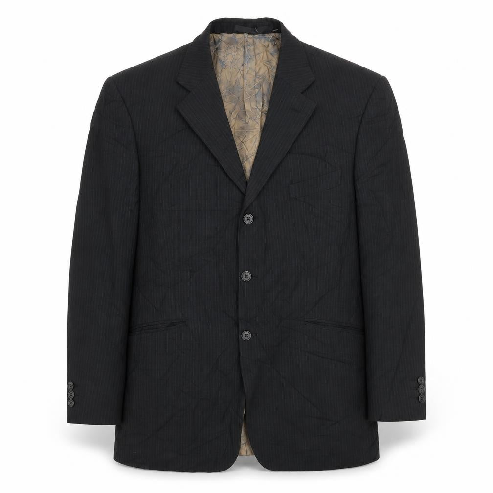 Marks and Spencer Mens Black Striped Wool Jacket Suit Jacket Size 44