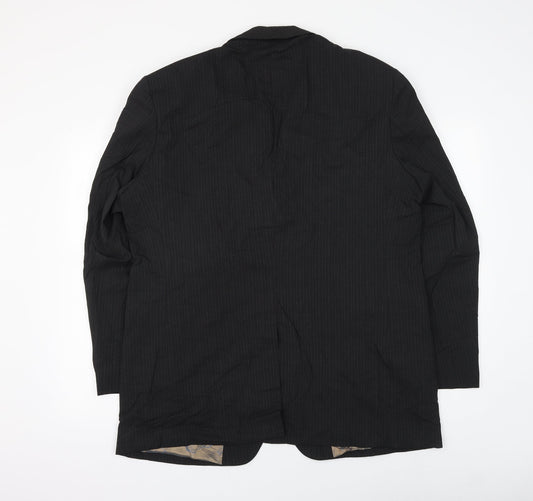 Marks and Spencer Mens Black Striped Wool Jacket Suit Jacket Size 44