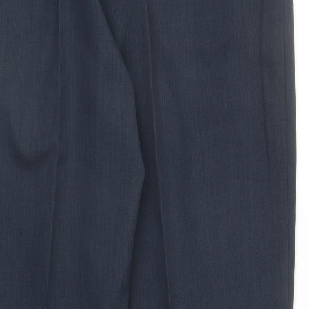 BHS Mens Blue Polyester Dress Pants Trousers Size 36 in L30 in Regular Zip