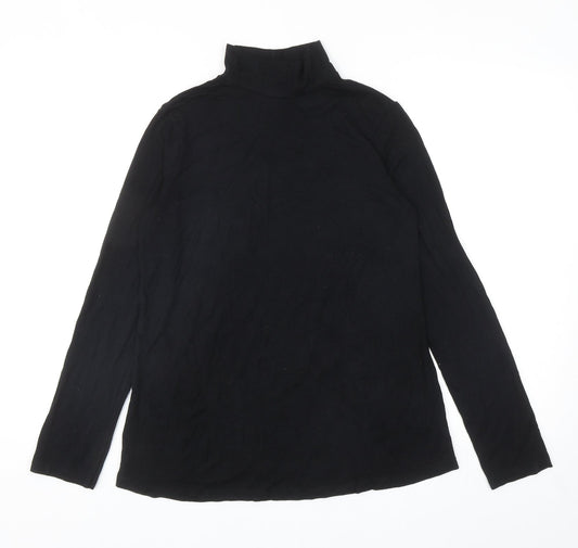 ASOS Womens Black Polyester Basic T-Shirt Size 10 High Neck