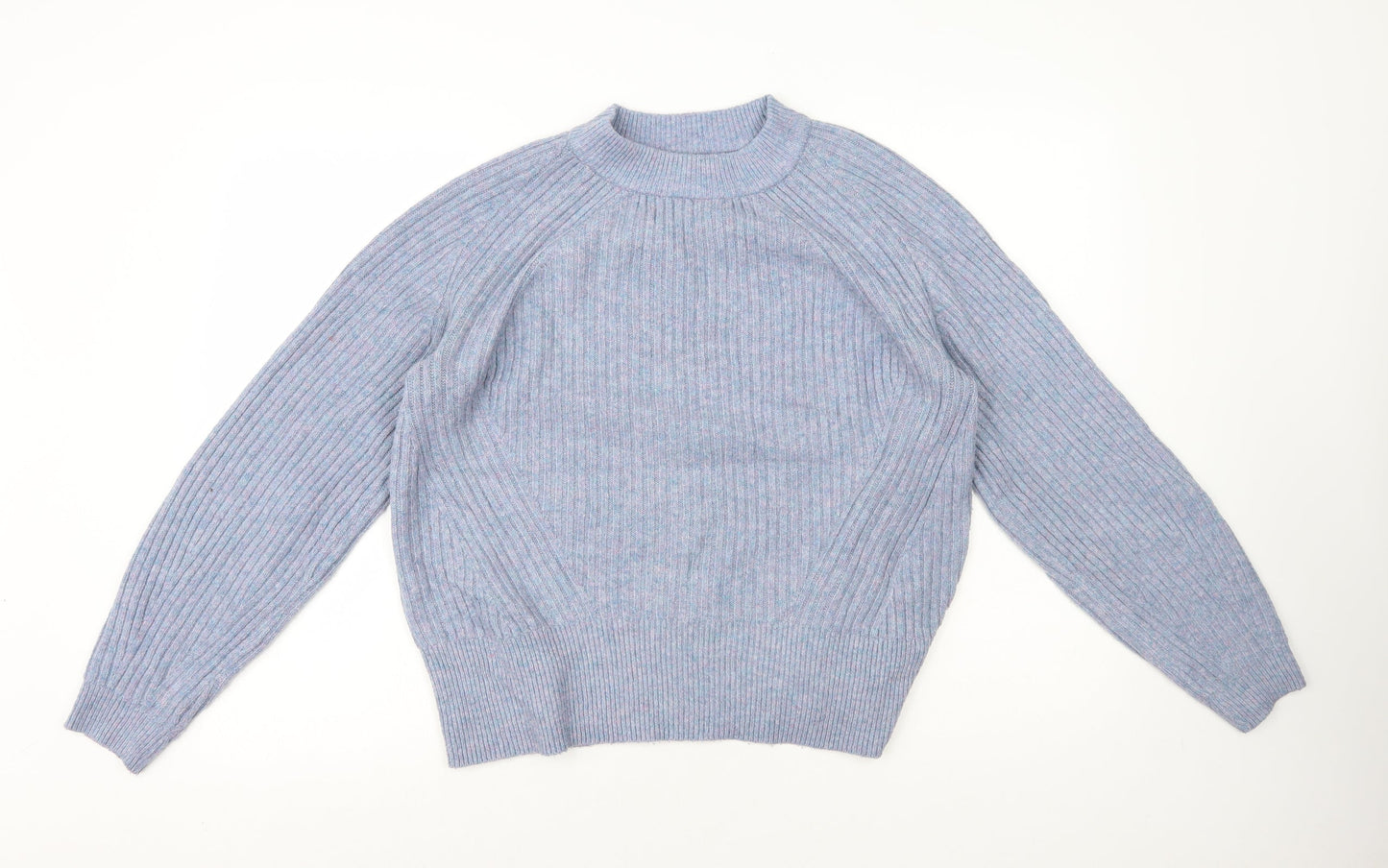 Marks and Spencer Womens Blue Round Neck Acrylic Henley Jumper Size M