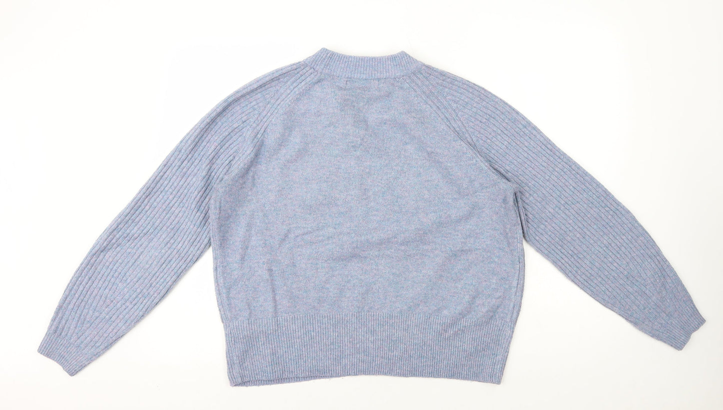 Marks and Spencer Womens Blue Round Neck Acrylic Henley Jumper Size M