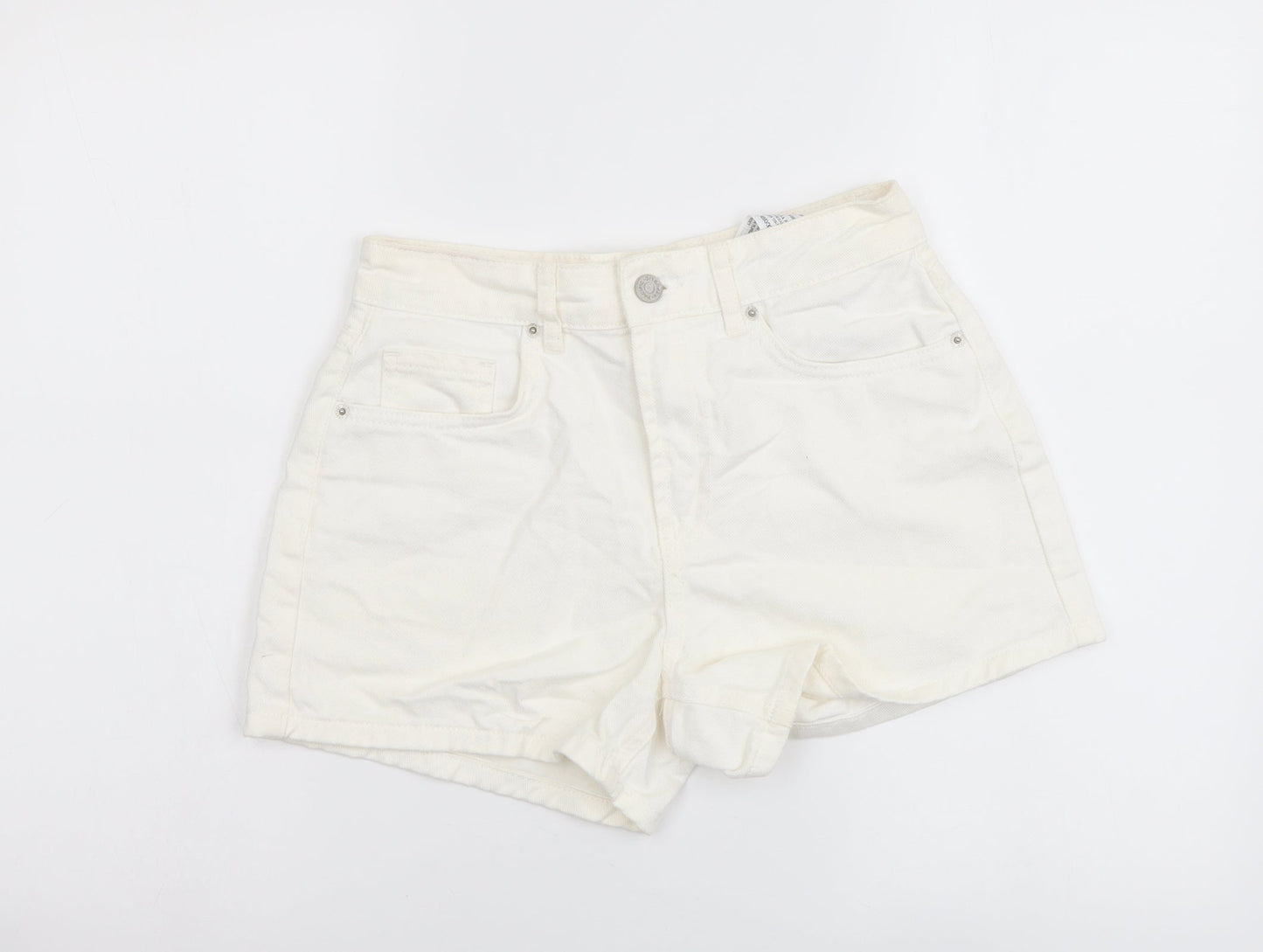 Pacific Republic Womens White Cotton Mom Shorts Size XS L3 in Regular Button