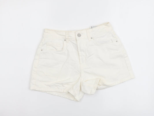 Pacific Republic Womens White Cotton Mom Shorts Size XS L3 in Regular Button