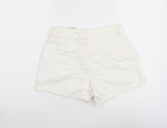 Pacific Republic Womens White Cotton Mom Shorts Size XS L3 in Regular Button