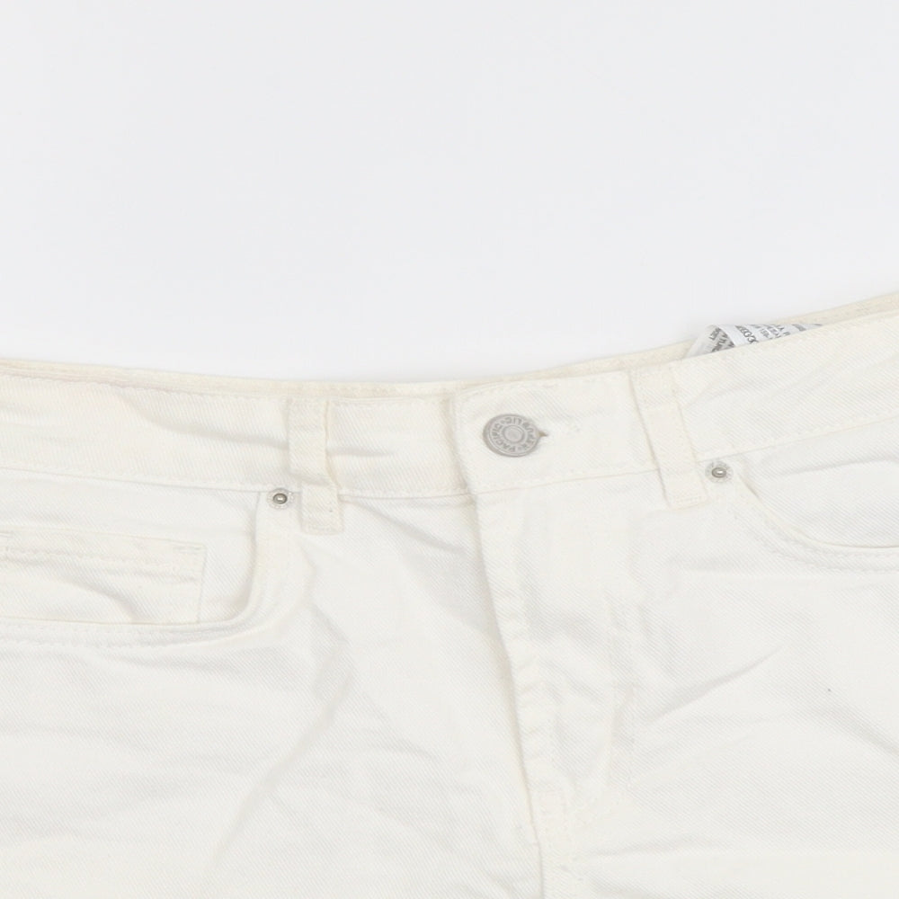Pacific Republic Womens White Cotton Mom Shorts Size XS L3 in Regular Button