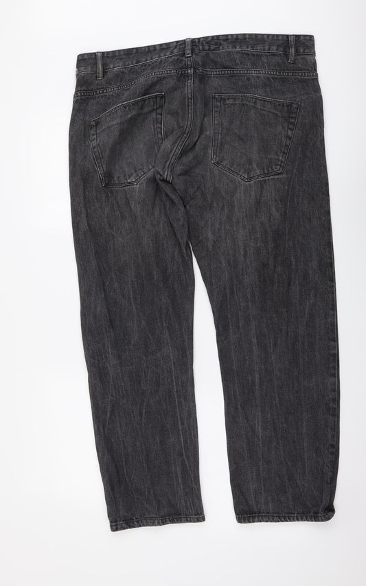 Easy Womens Grey Cotton Straight Jeans Size 38 in L29 in Regular Button