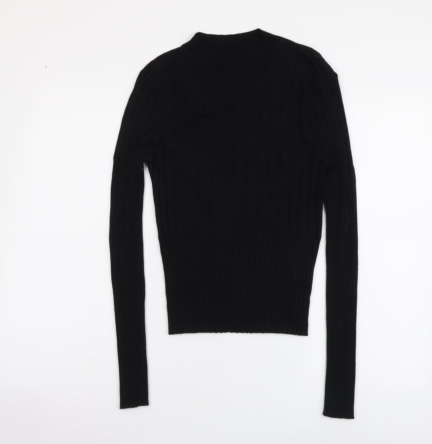 Brave Soul Womens Black Mock Neck Viscose Henley Jumper Size L