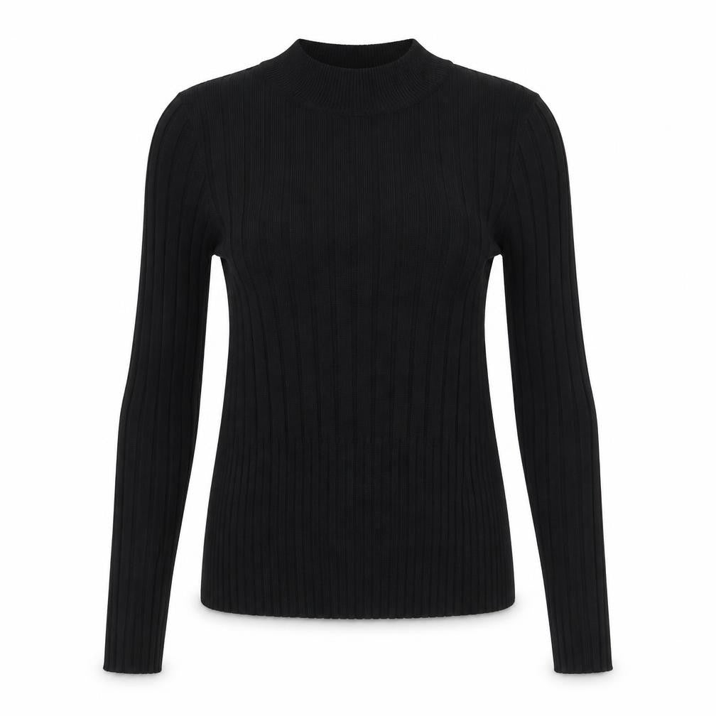 Brave Soul Womens Black Mock Neck Viscose Henley Jumper Size L