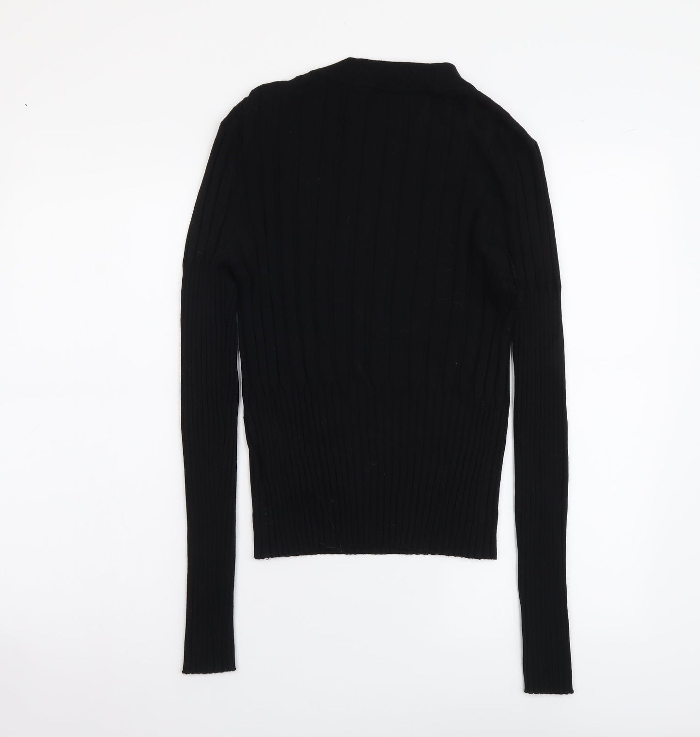 Brave Soul Womens Black Mock Neck Viscose Henley Jumper Size L