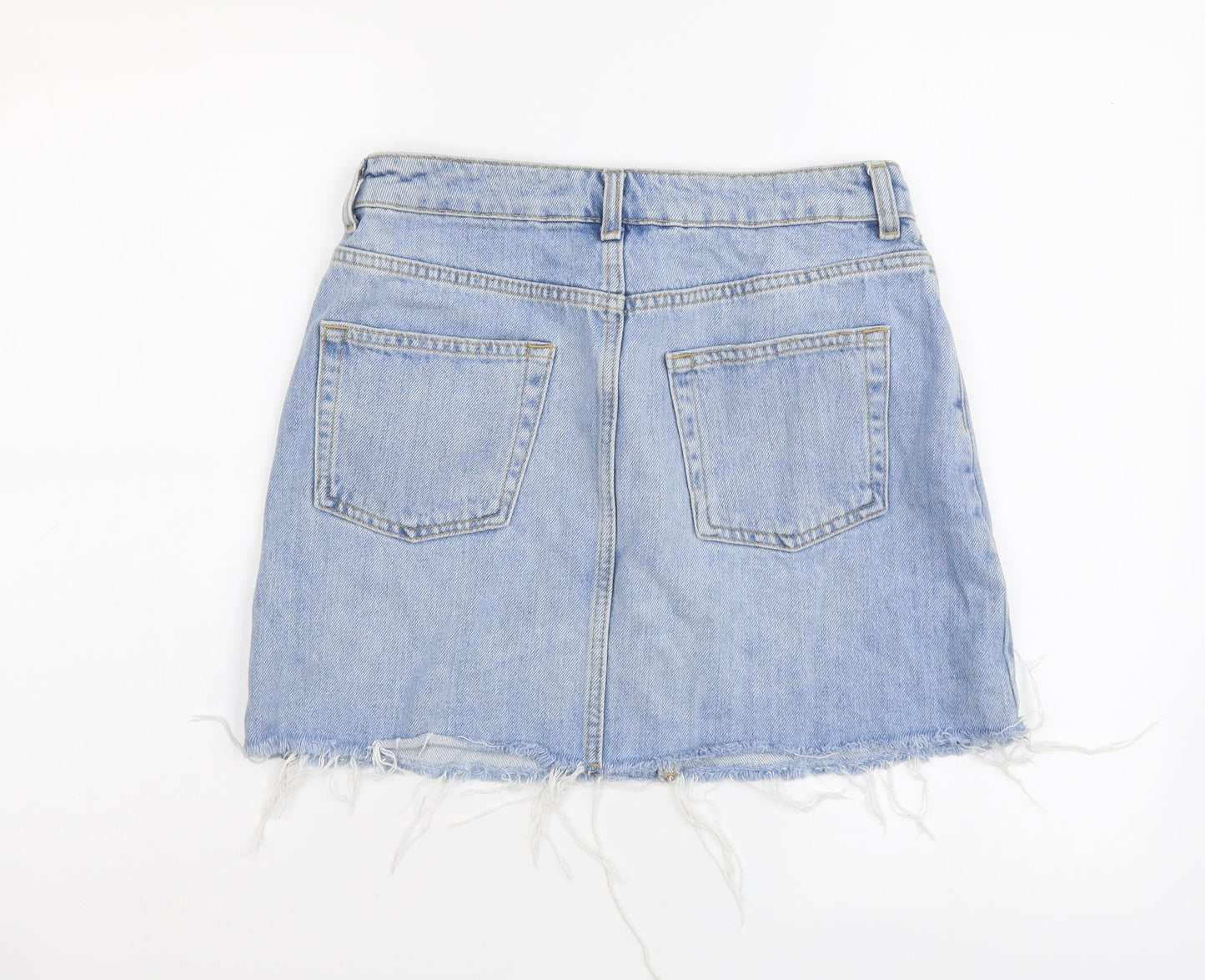 Topshop Womens Blue Cotton Maxi Skirt Size 10 Button