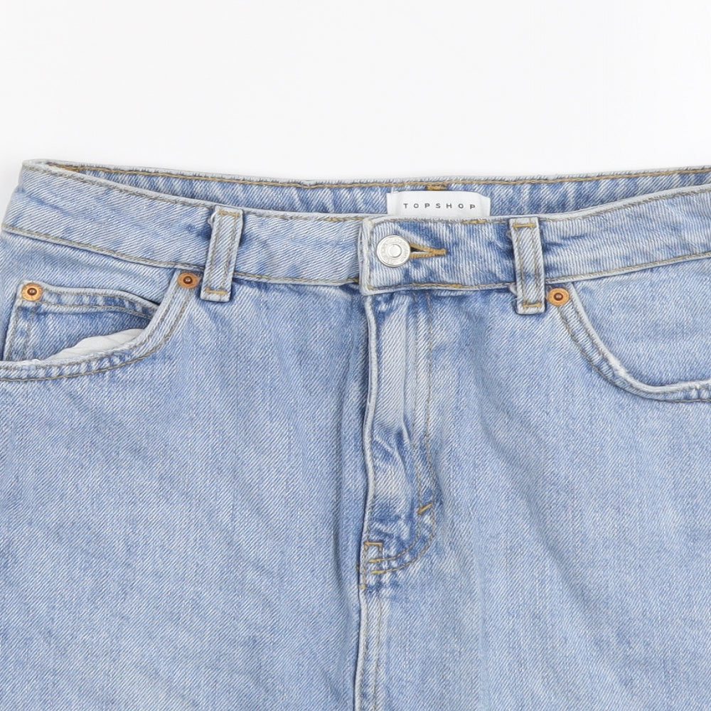 Topshop Womens Blue Cotton Maxi Skirt Size 10 Button