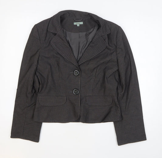 Therapy Womens Black Striped Polyester Jacket Blazer Size 14