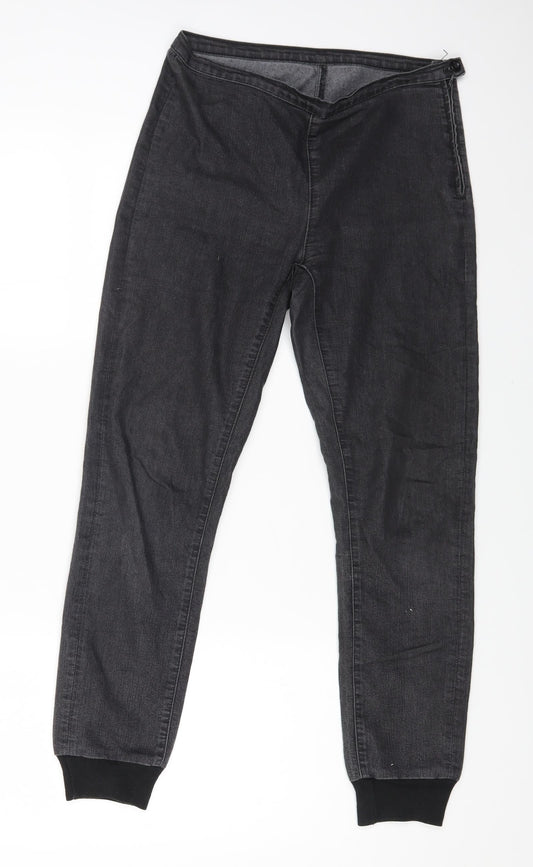 Marks and Spencer Womens Black Cotton Skinny Jeans Size 8 L25 in Regular Zip
