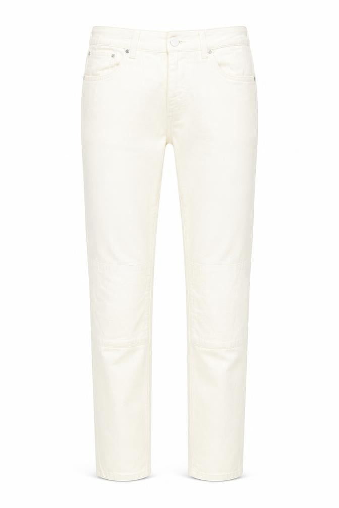 leana woaman Womens White Cotton Straight Jeans Size 28 in L24 in Regular Zip