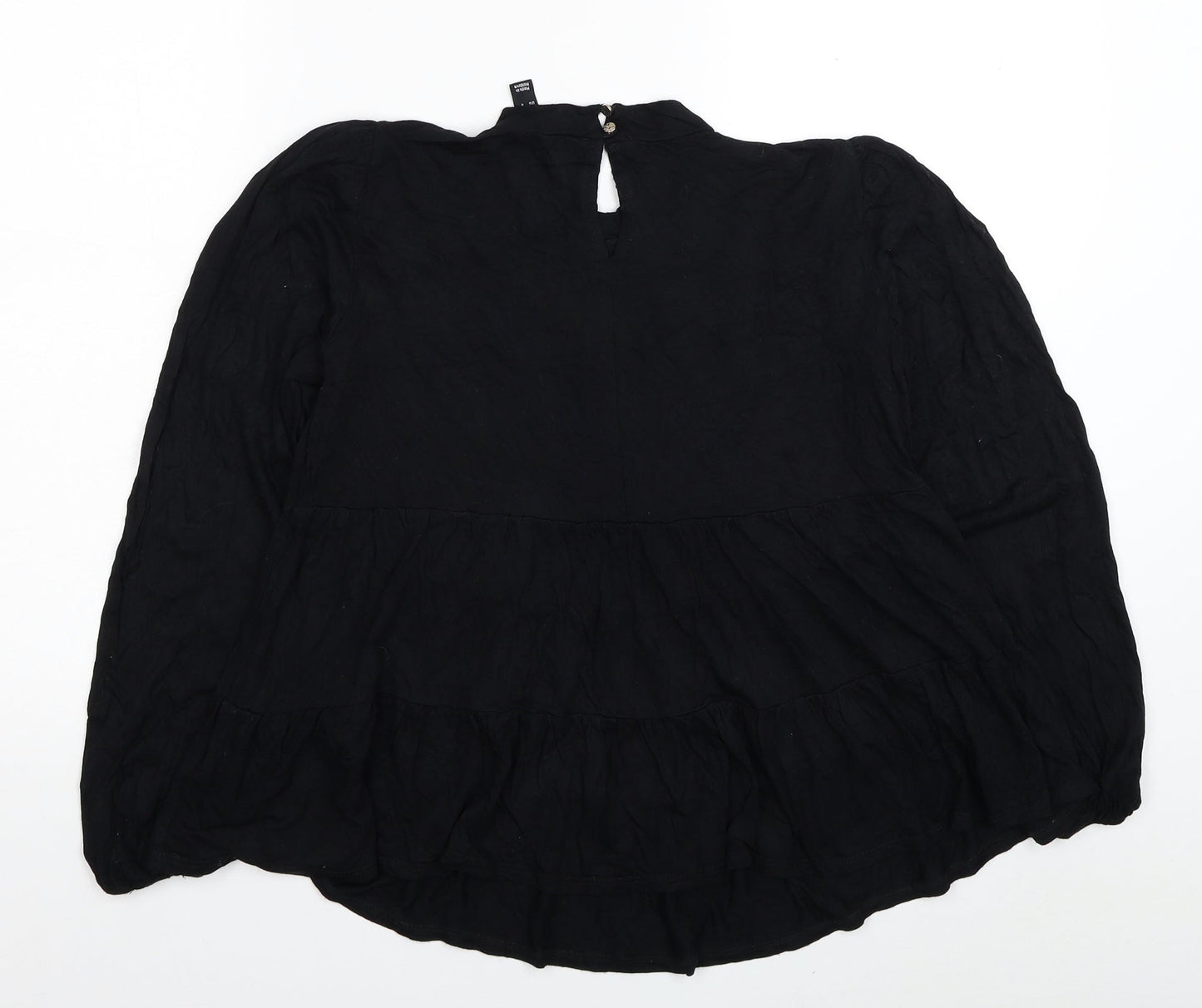 New Look Womens Black Viscose Basic Blouse Size 10 Round Neck