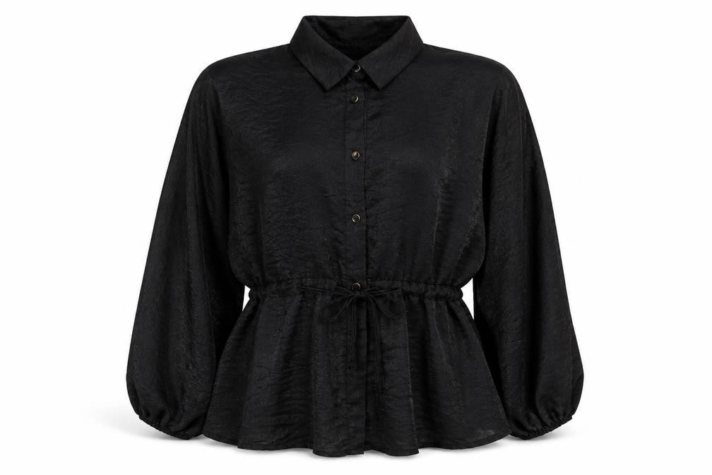 Boohoo Womens Black Polyester Basic Button-Up Size 14 Collared
