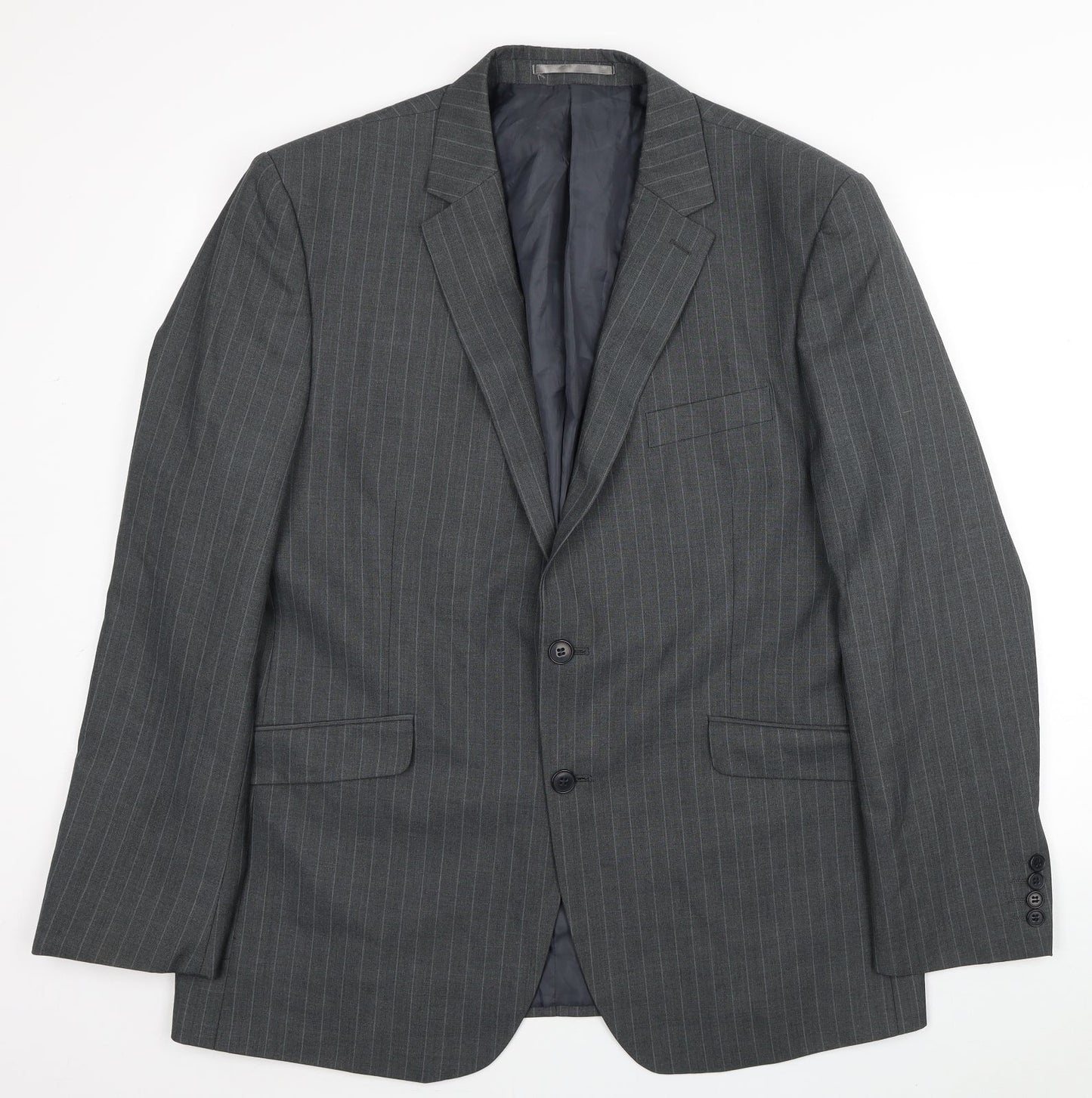 Burton Mens Grey Striped Polyester Jacket Suit Jacket Size 44