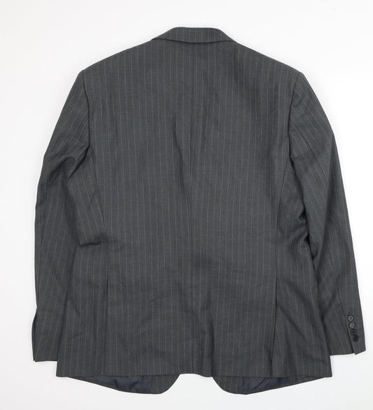 Burton Mens Grey Striped Polyester Jacket Suit Jacket Size 44