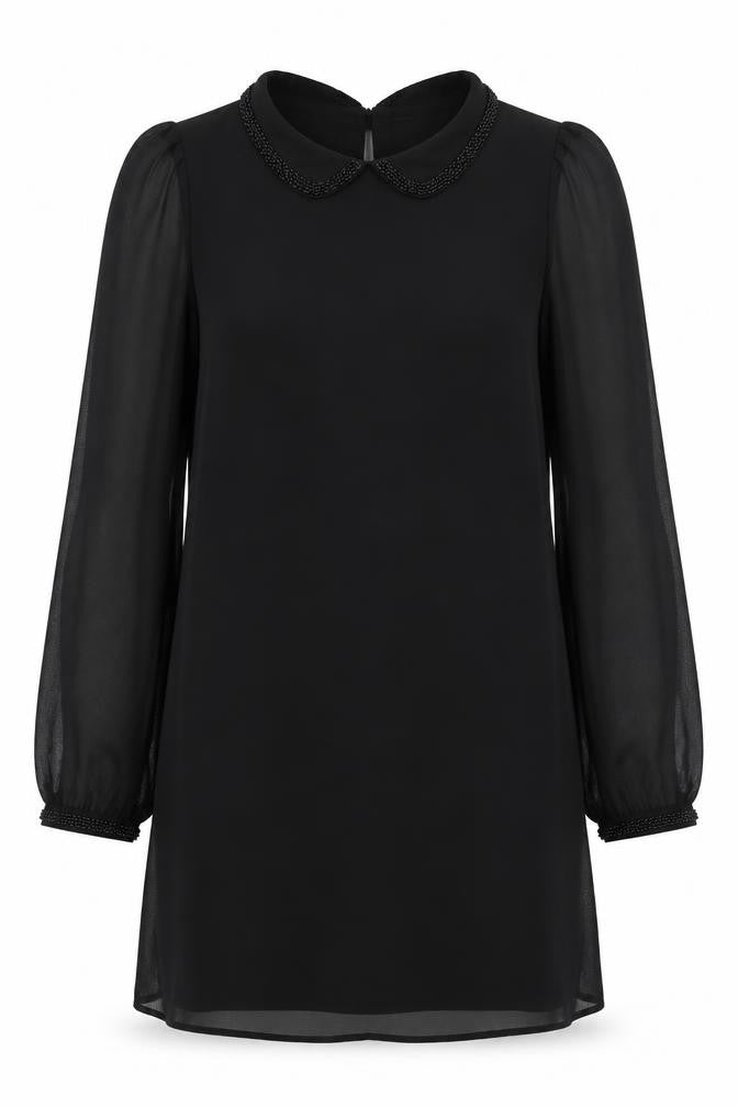 NEXT Womens Black Polyester Shift Size 10 Collared Button