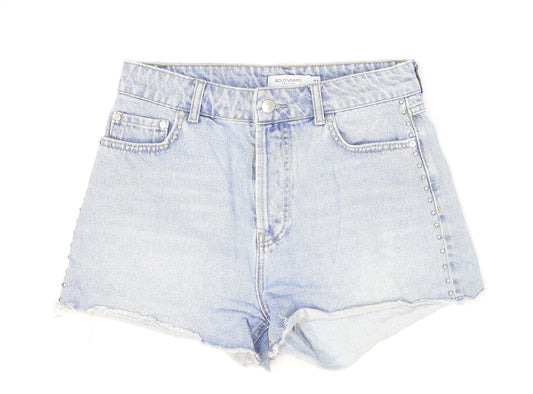Bolongaro Trevor Womens Blue Cotton Hot Pants Shorts Size 27 in Regular Zip - Distressed Look