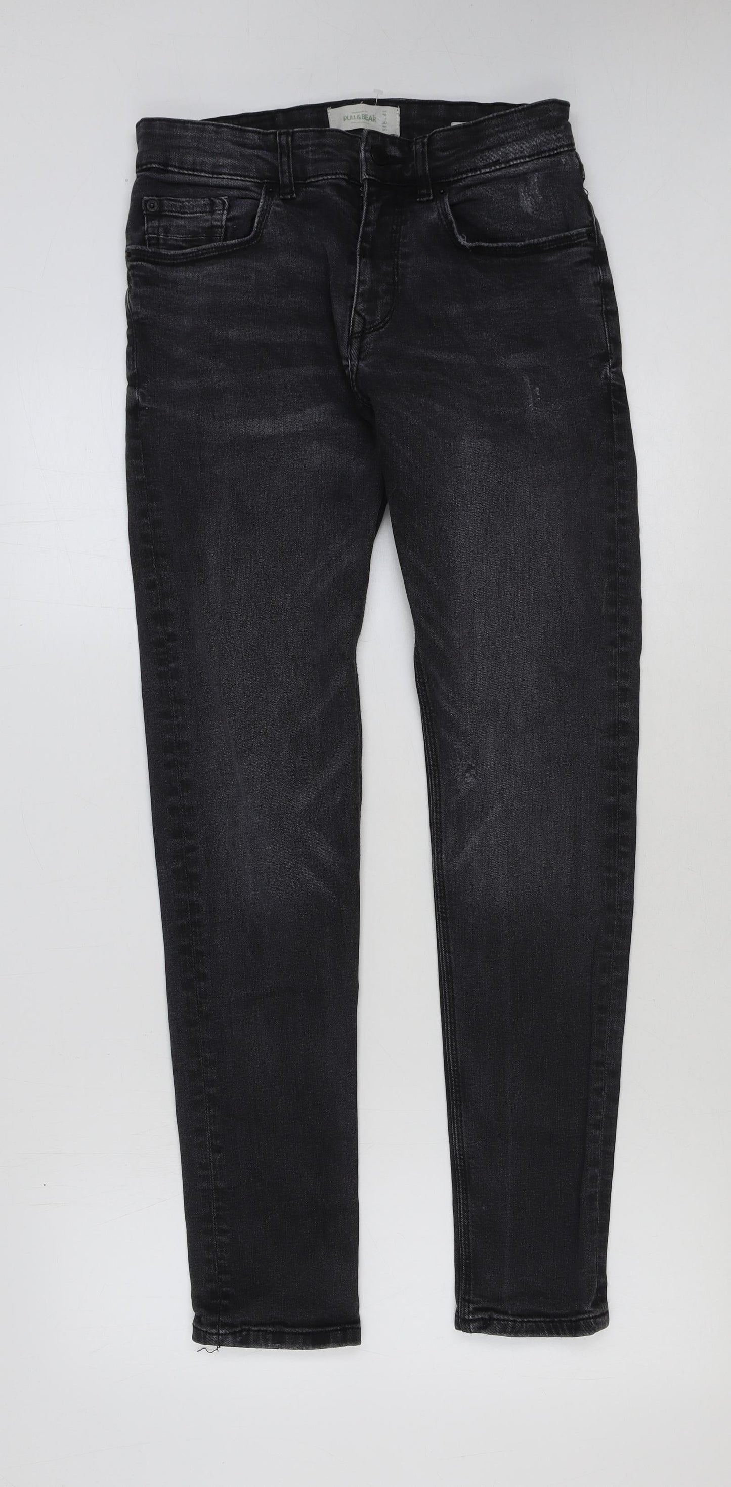 Pull&Bear Womens Black Cotton Skinny Jeans Size 10 L31 in Regular Button