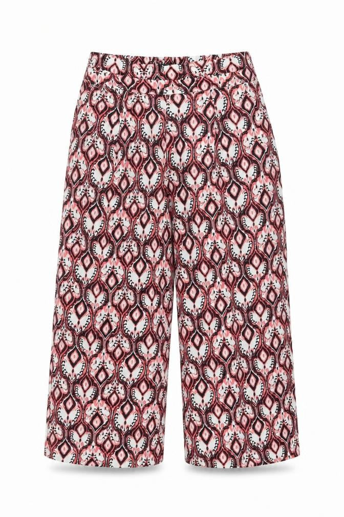 Marks and Spencer Womens Pink Geometric Viscose Cropped Trousers Size 8 L22 in Regular