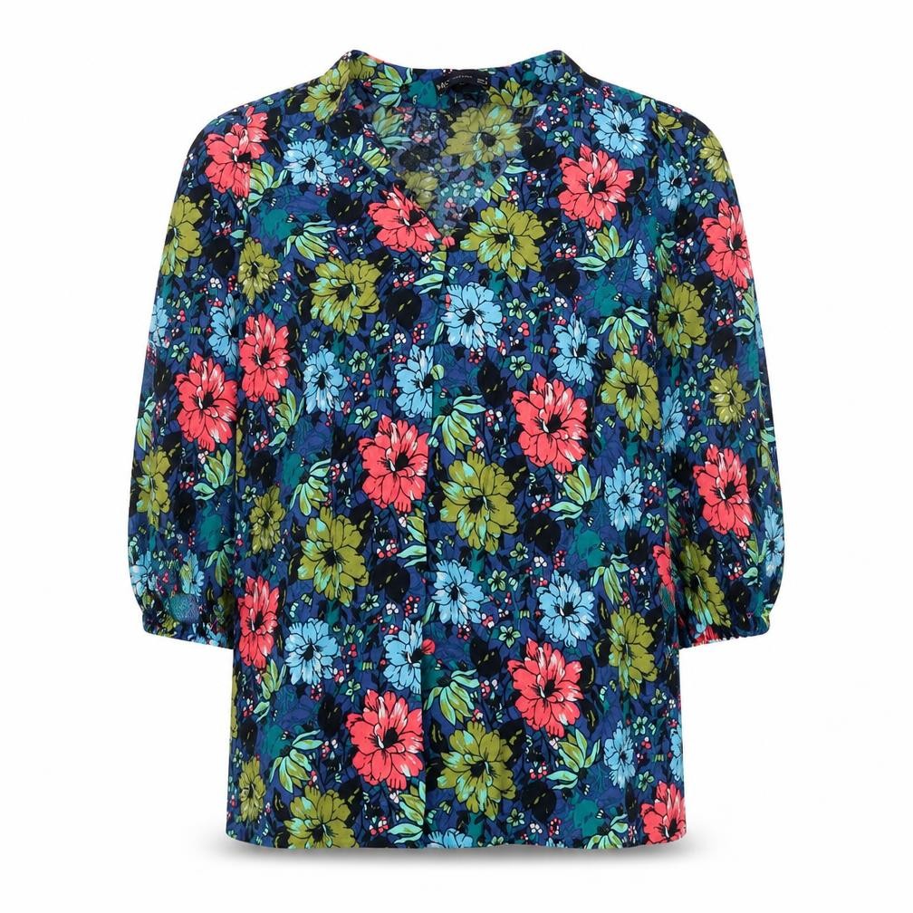 Marks and Spencer Womens Multicoloured Floral Viscose Basic Blouse Size 8 V-Neck