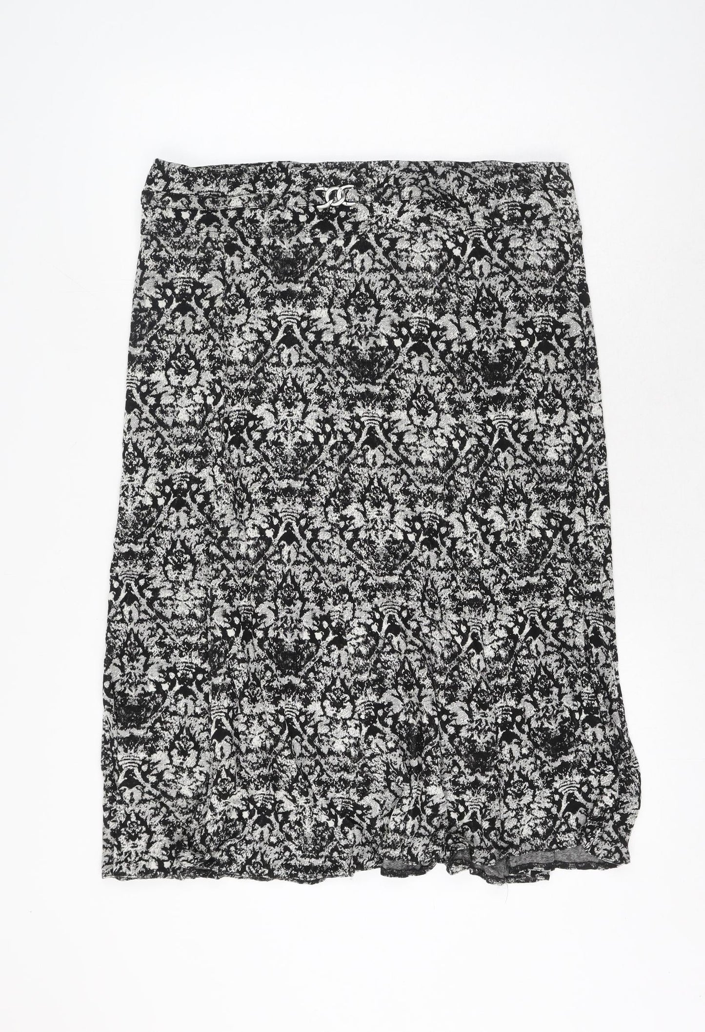 Steilmann Womens Black Geometric Polyester A-Line Skirt Size 18