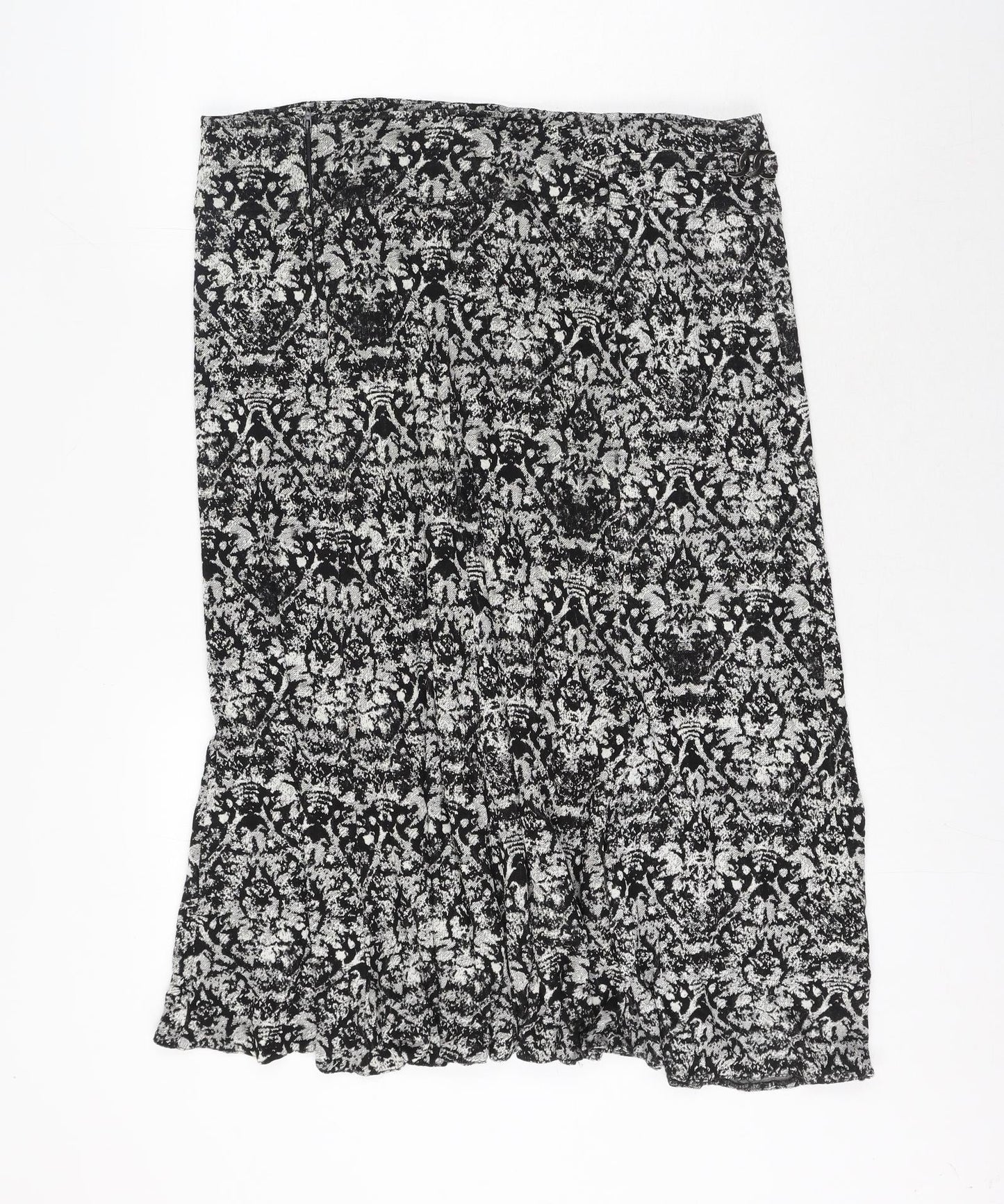 Steilmann Womens Black Geometric Polyester A-Line Skirt Size 18