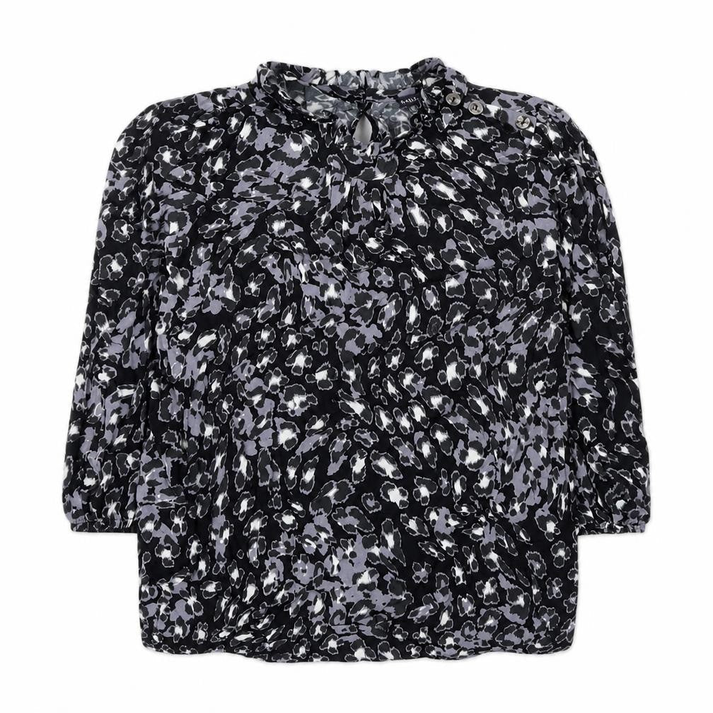 Marks and Spencer Womens Black Animal Print Viscose Basic Blouse Size 8 Round Neck - Leopard Print