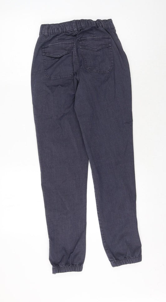 Marks and Spencer Womens Blue Cotton Tapered Jeans Size 6 L28 in Regular Zip