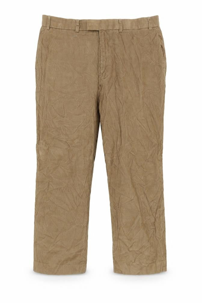 Marks and Spencer Mens Brown Cotton Trousers Size XL L28 in Regular Zip