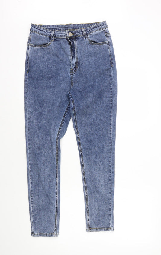 SheIn Womens Blue Cotton Skinny Jeans Size L L26 in Regular Zip
