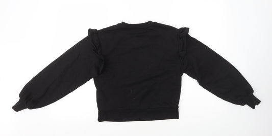 Primark Womens Black Polyester Pullover Sweatshirt Size 2XS Pullover - Ruffle Shoulder