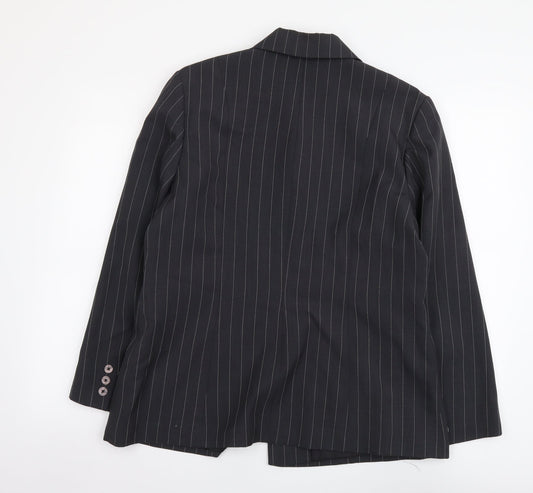Bonmarché Womens Grey Striped Polyester Jacket Suit Jacket Size 14