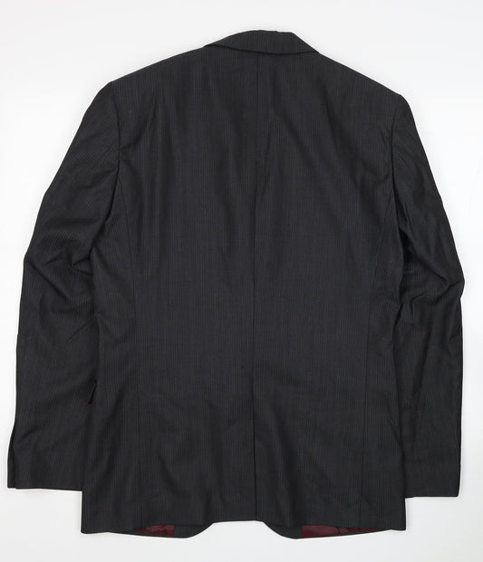 NEXT Mens Grey Striped Wool Jacket Suit Jacket Size 38