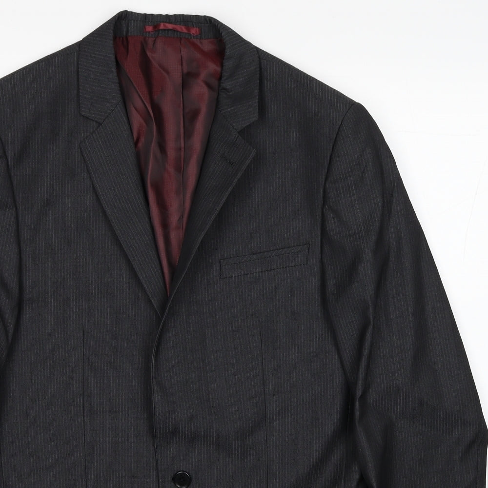 NEXT Mens Grey Striped Wool Jacket Suit Jacket Size 38