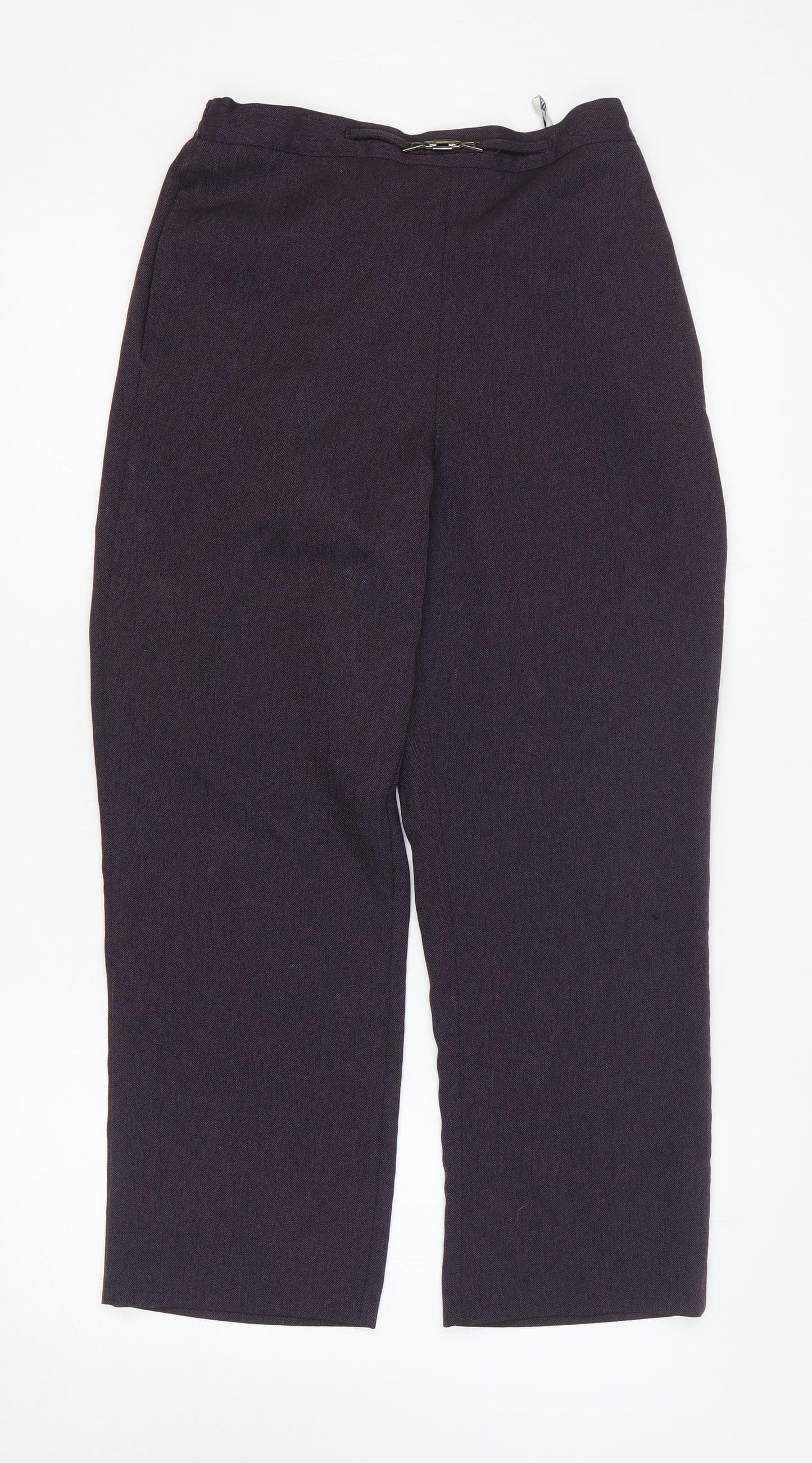 BHS Womens Purple Polyester Trousers Size 10 L24 in Regular