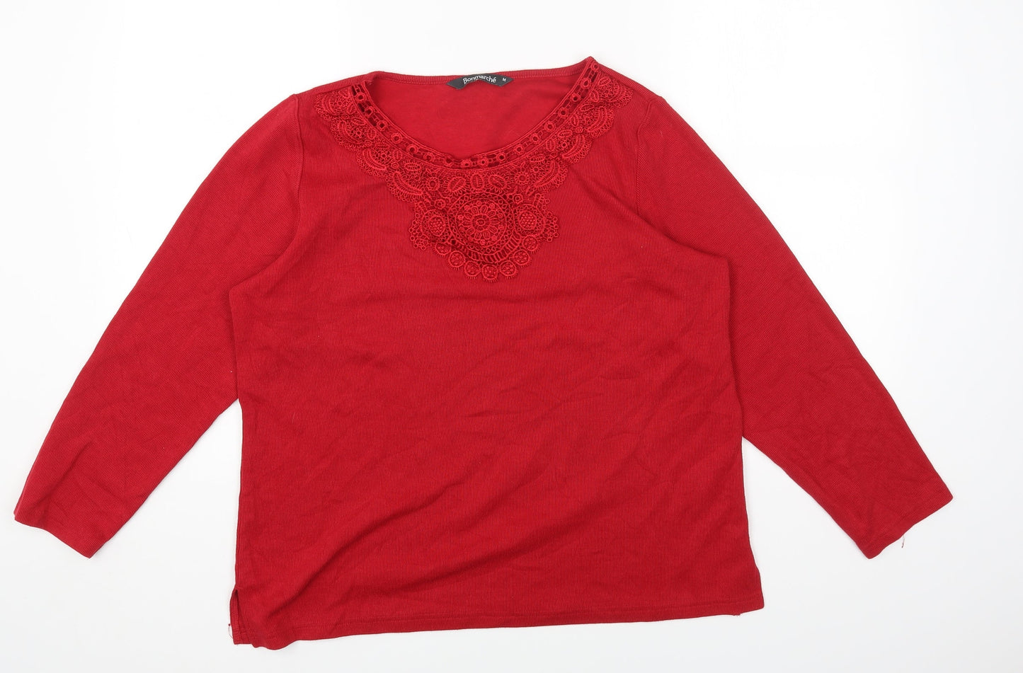 Bonmarché Womens Red Round Neck Polyester Pullover Jumper Size M
