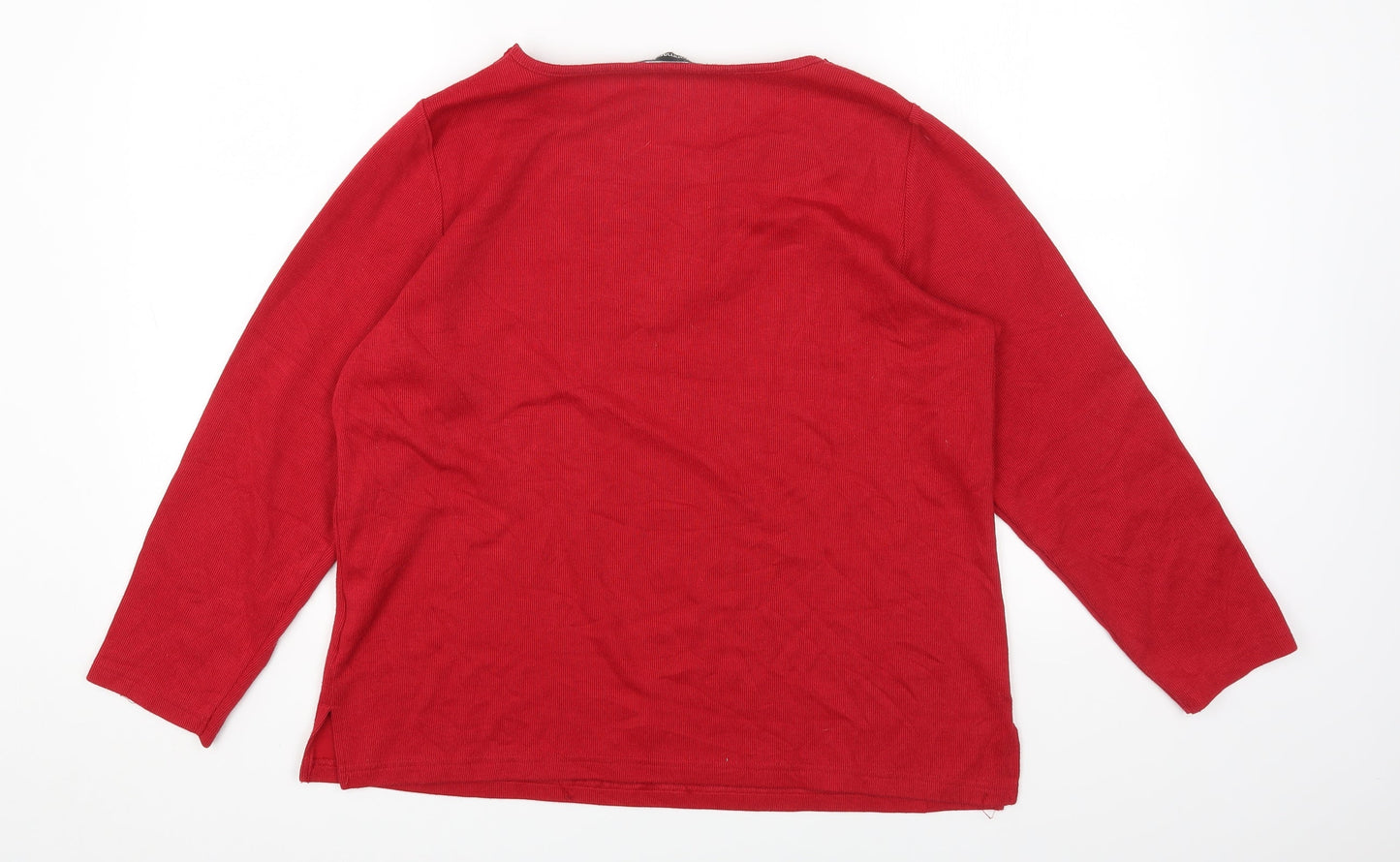 Bonmarché Womens Red Round Neck Polyester Pullover Jumper Size M