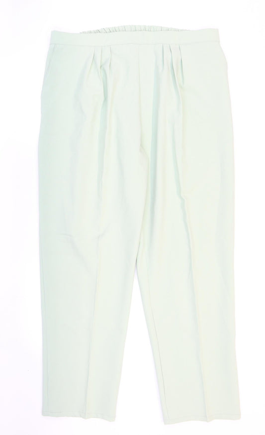 Preworn Womens Green Polyester Carrot Trousers Size 24 L29 in Regular
