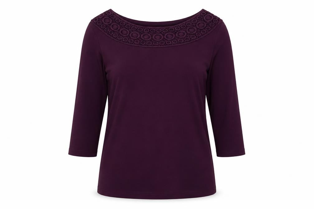 matala Womens Purple Viscose Basic T-Shirt Size 10 Scoop Neck