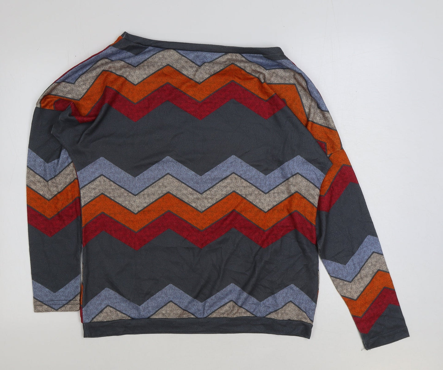 Preworn Womens Multicoloured Geometric Polyester Basic T-Shirt Size M Round Neck