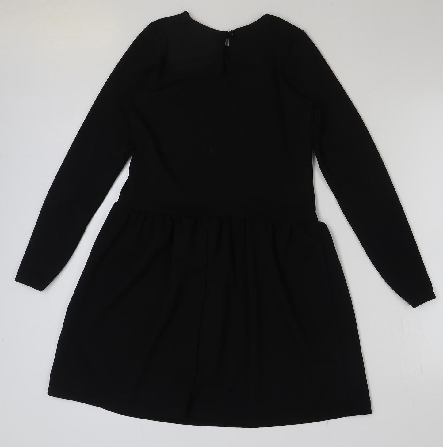 Select Womens Black Polyester A-Line Size 12 Round Neck Button
