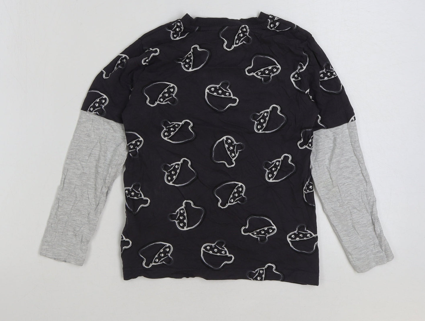 George Boys Grey Cotton Basic T-Shirt Size 6-7 Years Round Neck Pullover - Acorn