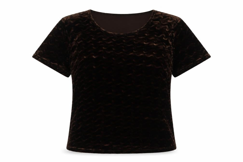 twotone Womens Brown Polyester Basic T-Shirt Size 16 Round Neck
