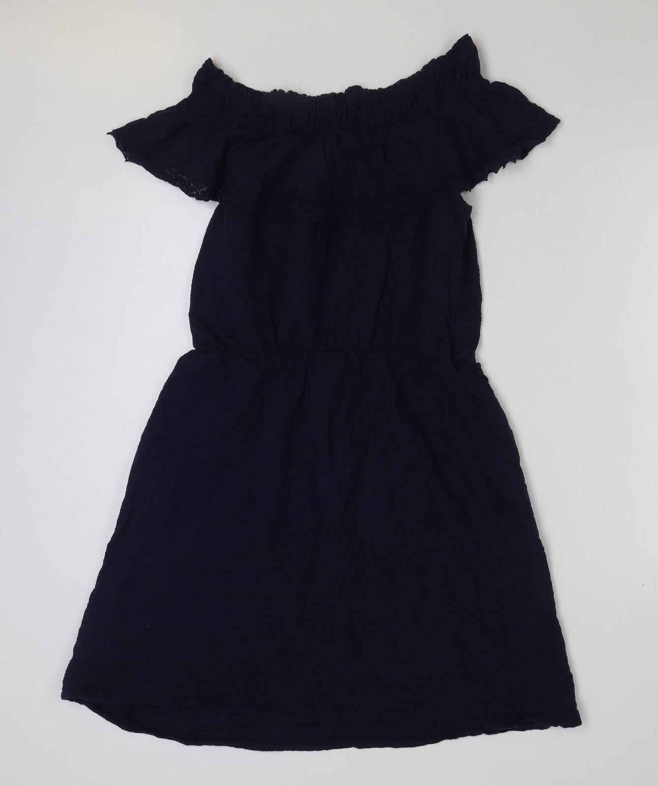 Next Beachwear Womens Blue Cotton A-Line Size 12 Off the Shoulder Pullover