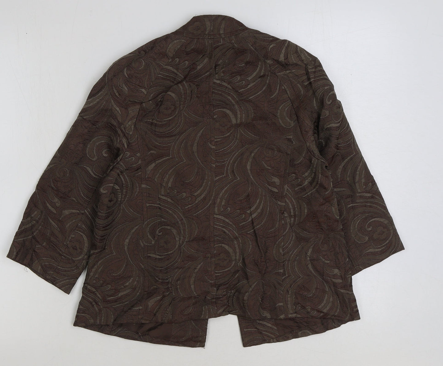 Monsoon Womens Beige Geometric Jacket Size 8 Hook & Eye